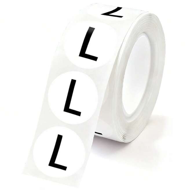 Self-Adhesive Apparel Size Stickers – Roll of 1,000 Labels (S, M, L, XL) Austin Store Fixtures