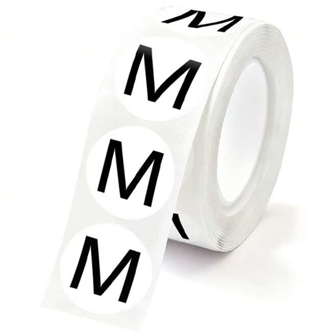Self-Adhesive Apparel Size Stickers – Roll of 1,000 Labels (S, M, L, XL) Austin Store Fixtures