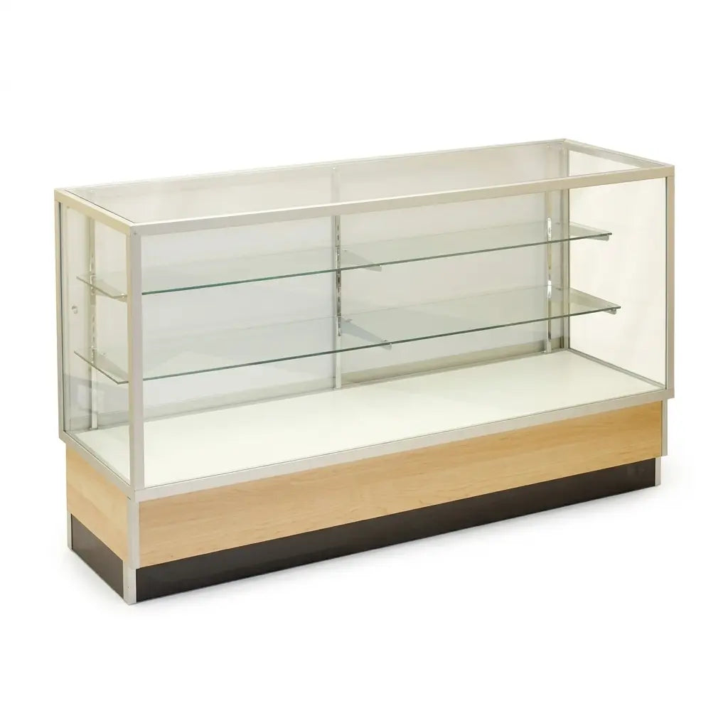 Aluminum Full Vision Glass Showcase – Pre-Assembled Maple Display Case ...