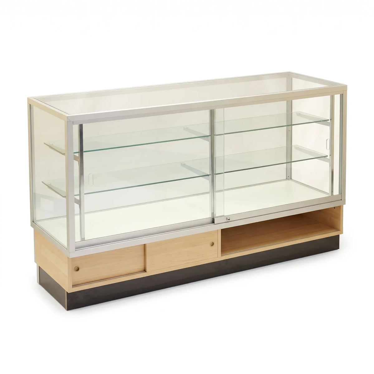 Aluminum Full Vision Glass Showcase – Pre-Assembled Maple Display Case ...