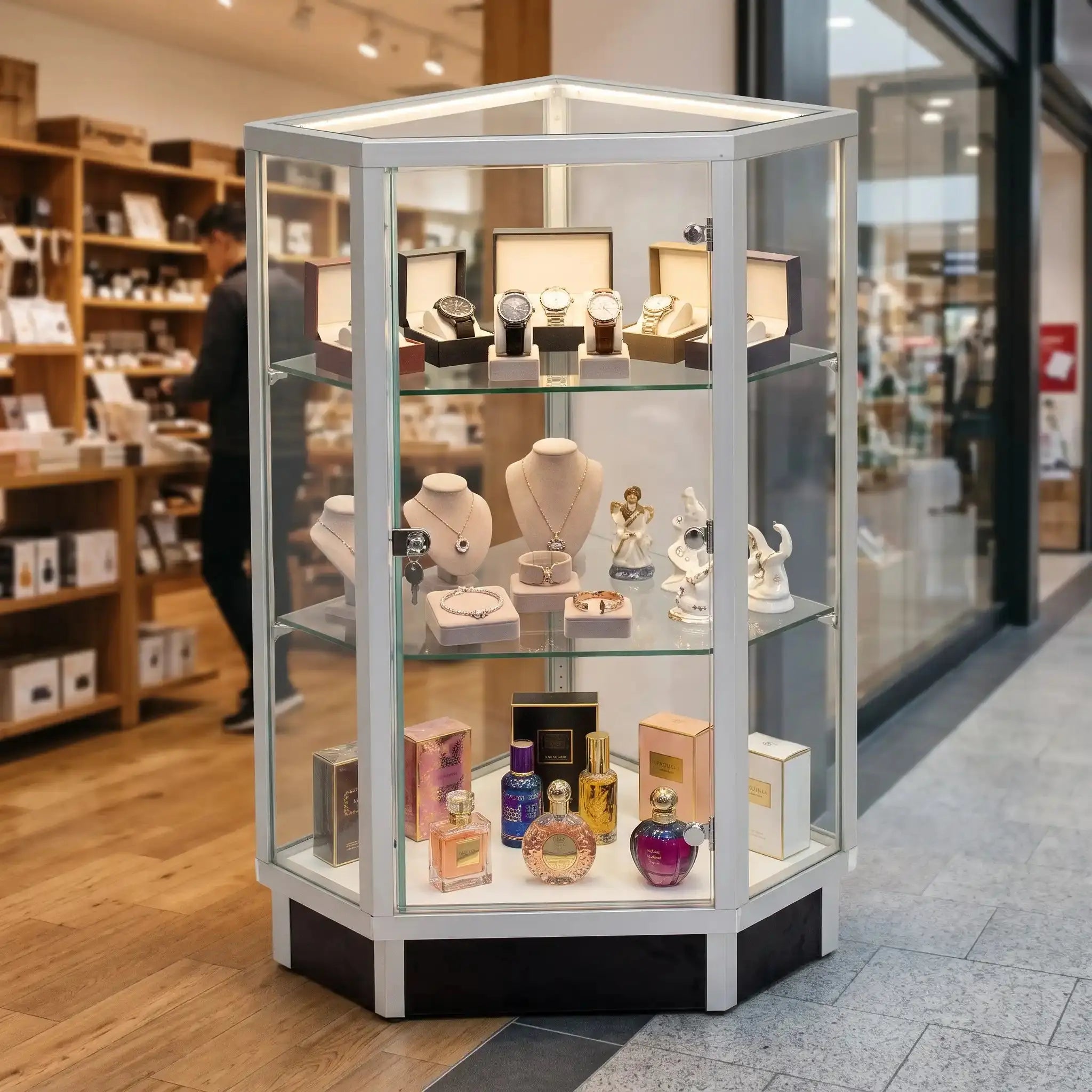 Extra Vision 20" Square Corner Display Case with Swing Door