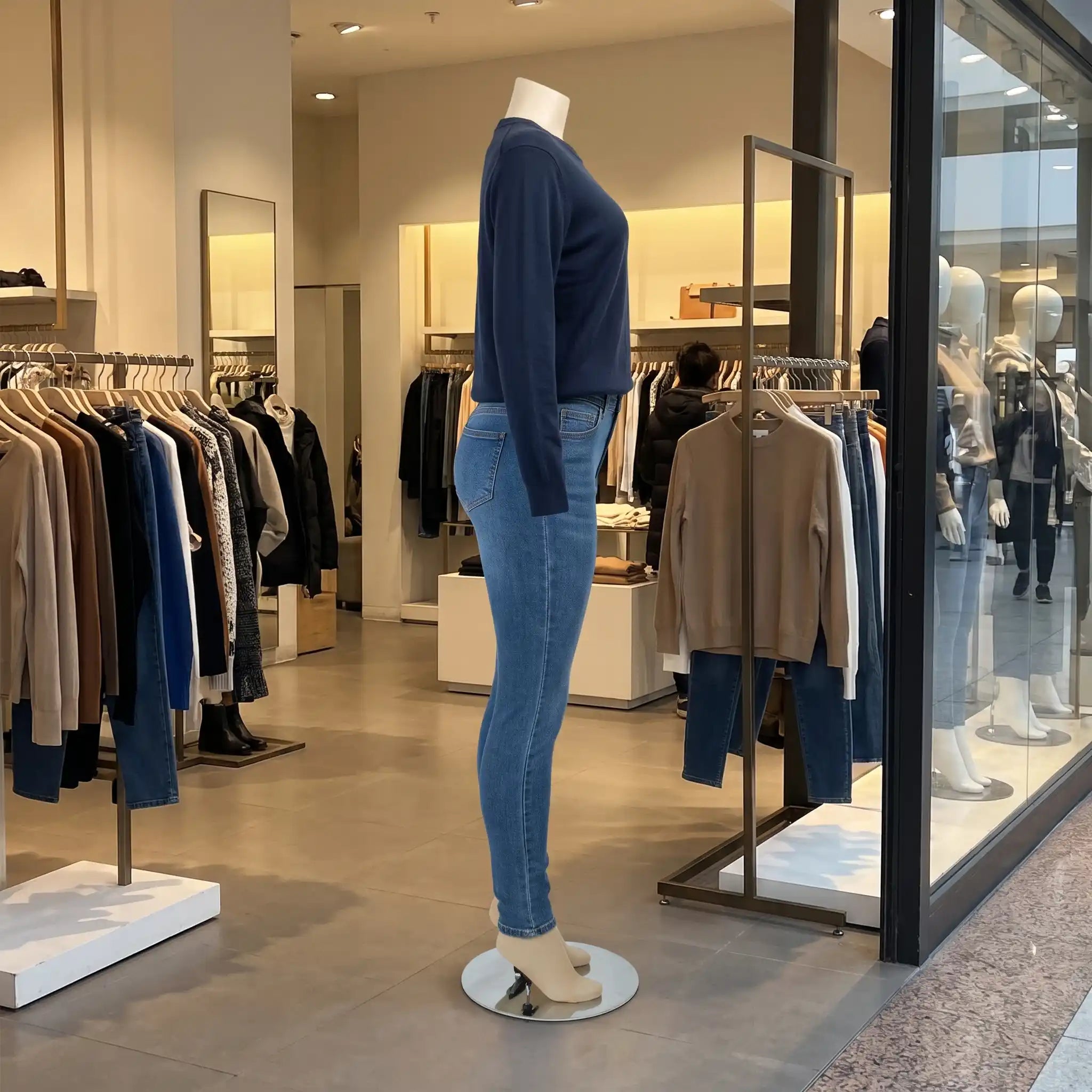 Female Brazilian Style Full Body Mannequin – Curvy Form with Square Metal Base