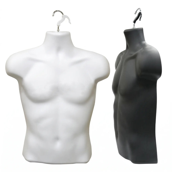 Half Body Male Hanging Torso Mannequin with Chrome Swivel Hook