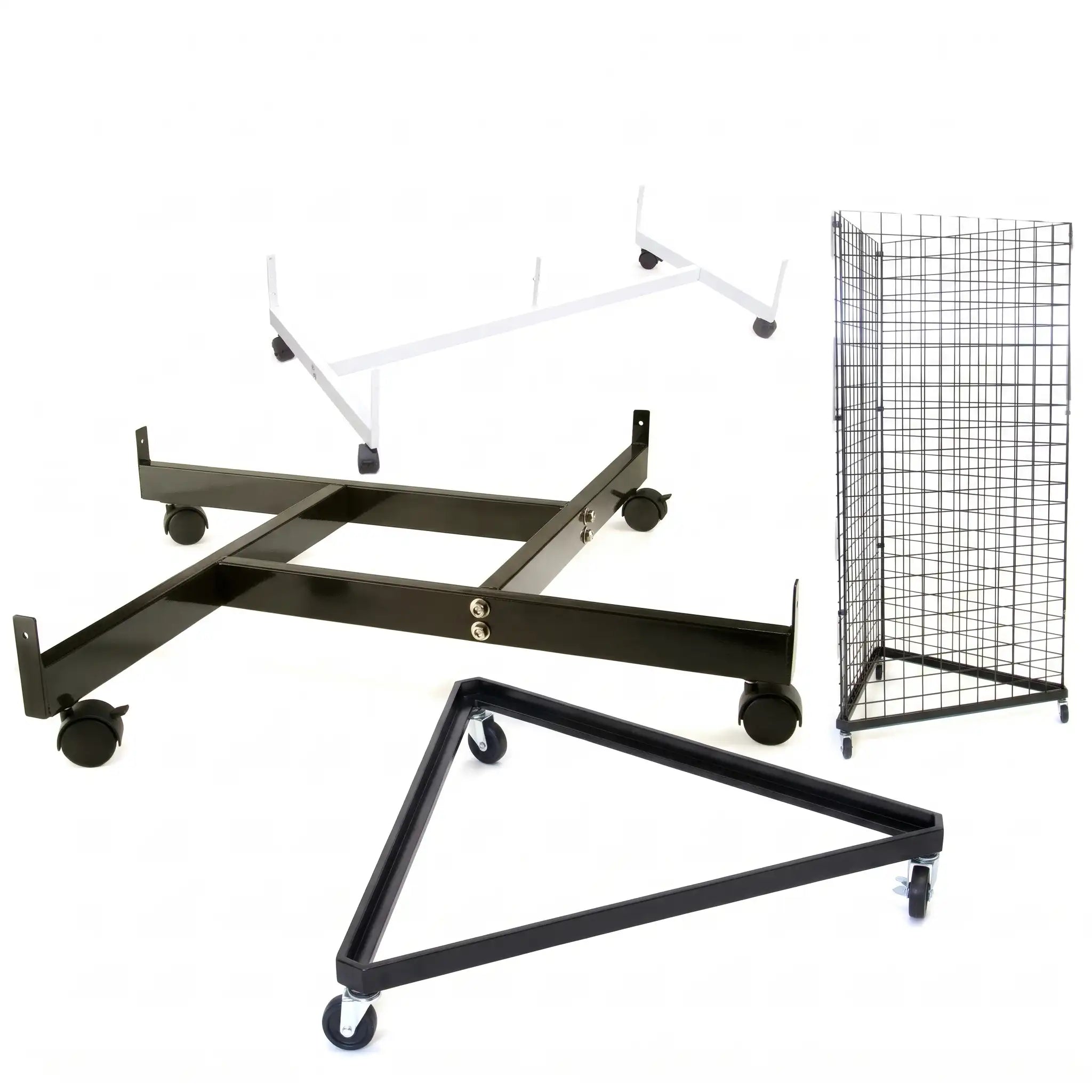 Heavy-Duty Modular Gridwall Display Bases – 4-Way, Gondola & Triangle Options