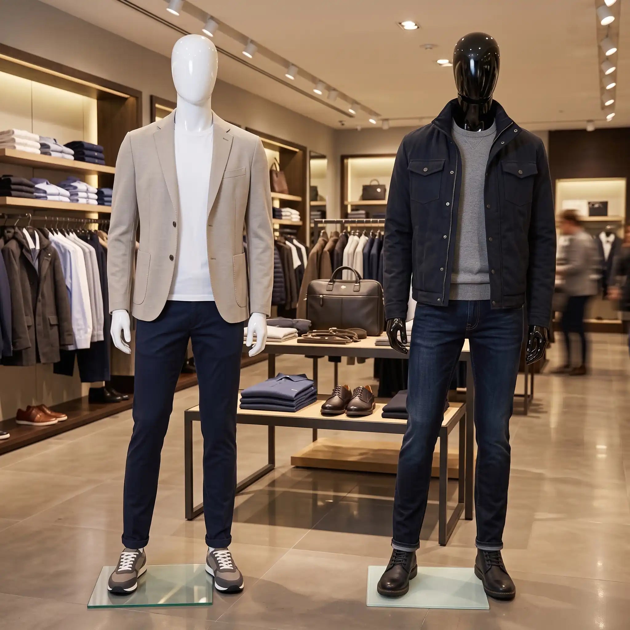 High Glossy Male Mannequin with Metal Base (Black & White) Austin Store Fixtures