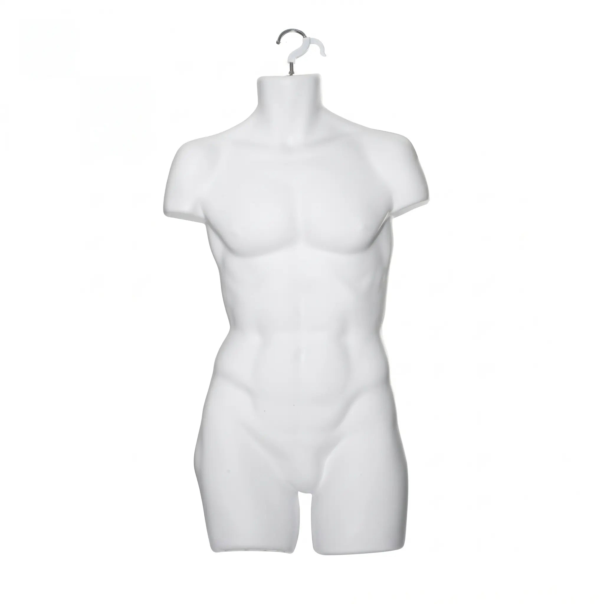 Male Full Hanging Torso Mannequin with Chrome Swivel Hook (Black & White)