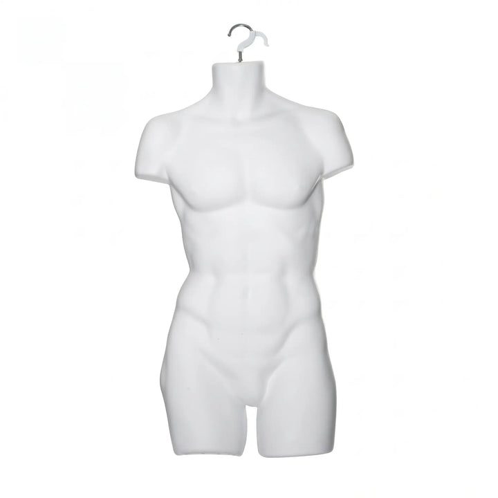 Male Full Hanging Torso Mannequin with Chrome Swivel Hook (Black & White)