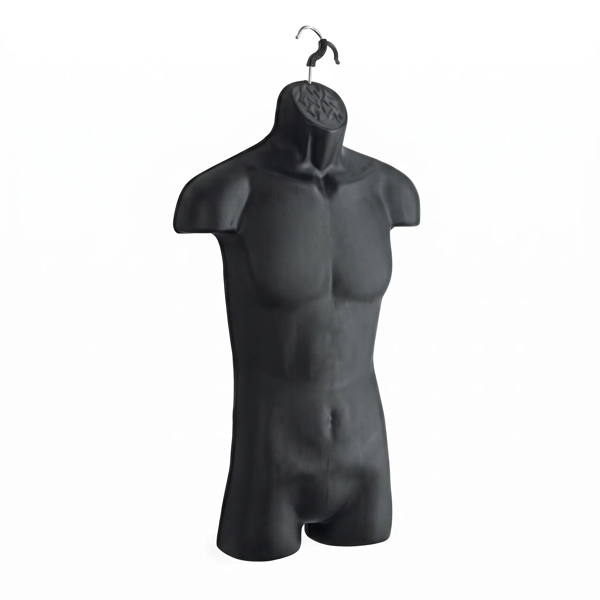 Male Full Hanging Torso Mannequin with Chrome Swivel Hook (Black & White)