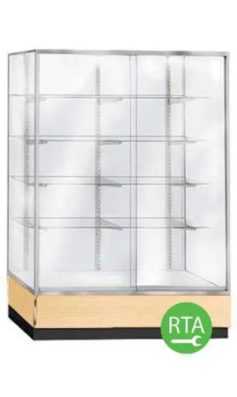 Aluminum Frame Glass Wallcase With Maple Base