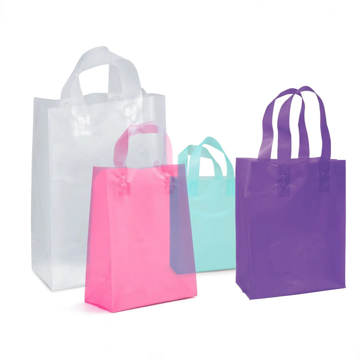 Prime Line Packaging Frosted Plastic Merchandise Bags with Loop Handles (100-Pack) Austin Store Fixtures