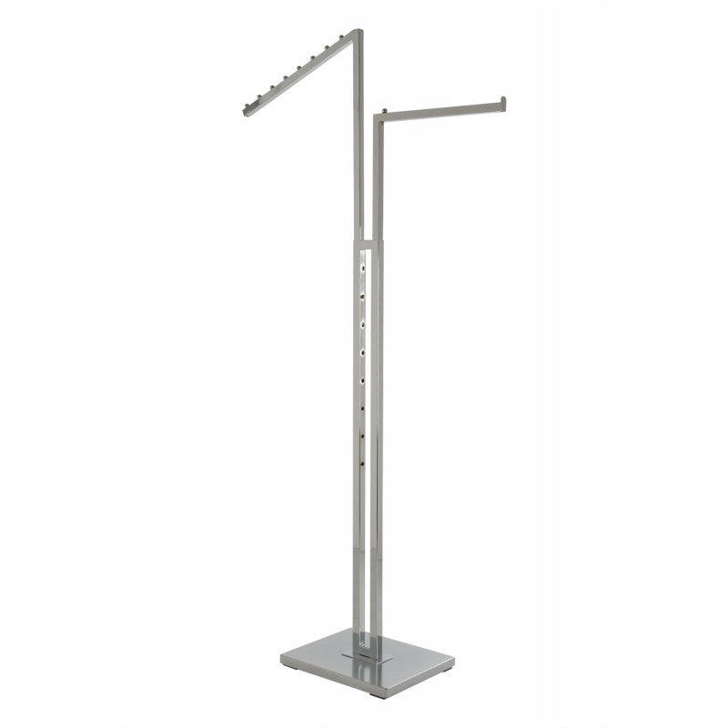 Two Way Clothing Rack With 1 Slant Arm/1 Straight Arm