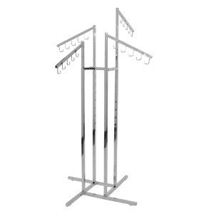 Four Way Clothing Rack With 5 Hook Waterfall Arm